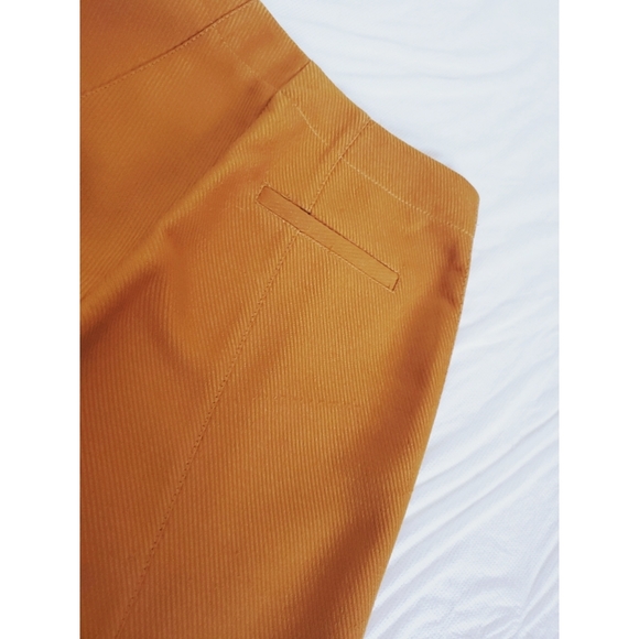 TOPSHOP Mustard Raw Edge Bonded Kick Flare Trousers - Picture 4 of 8